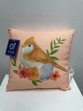 10"x10" decorative throw pillow features a lovely bird design